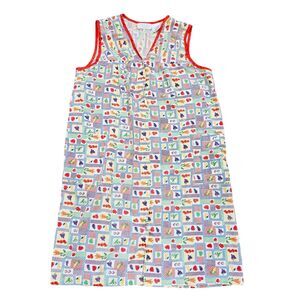 Vtg Ashley Taylor Fruit Print Nightgown Womens M Button Up Pockets Cottage Retro